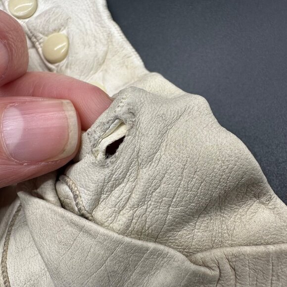 Antique Victorian Kid Leather Opera Gloves Long White Snaps Formal Wedding As Is - Picture 15 of 16